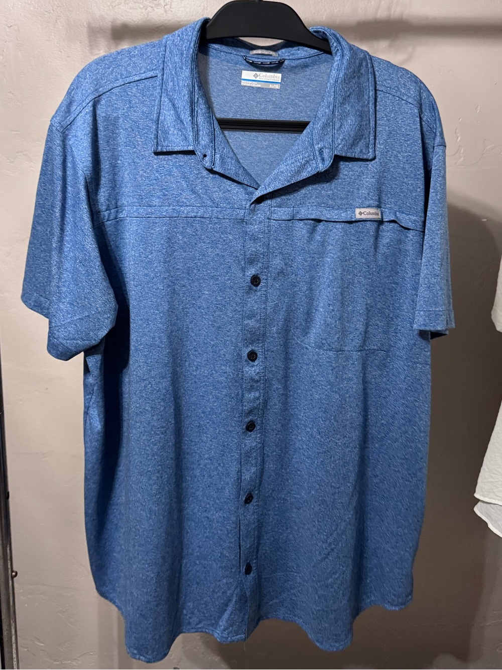Columbia Heathered Blue Short-Sleeve Camp Shirt